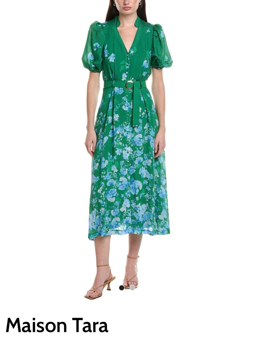Maison Tara Green Floral Midi Dress . 8